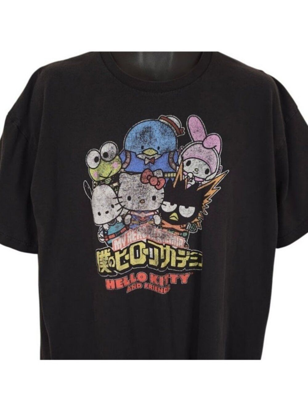 Hello Kitty And Friends T Shirt Mens Size 2XL Black Japanese My Hero Academia